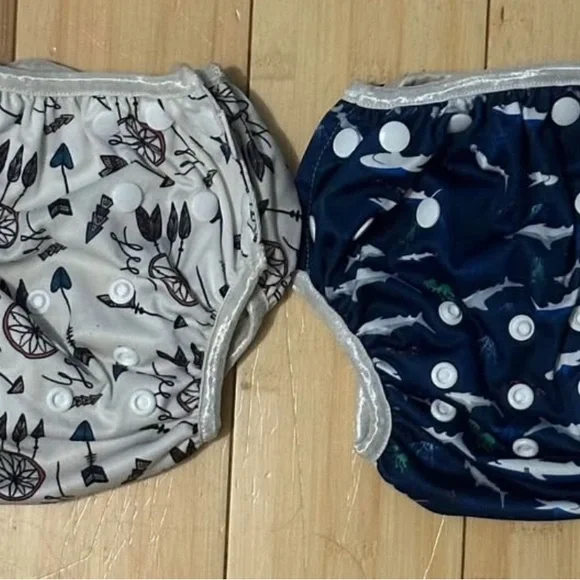 Kids Reusable Diaper Set - Blue, Gray, and Multicolor